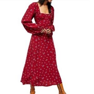 Free People Iris Midi Dress in Wine size Small